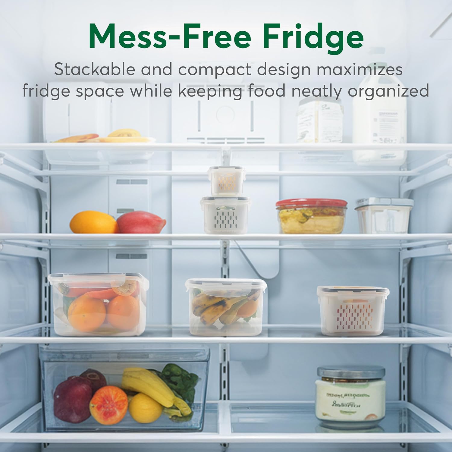 Skiennix Fruit Storage Containers - 5 Set BPA-Free, Leakproof & Dishwasher Safe for Fresh Produce