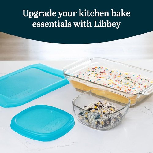 Libbey Baker’s Premium 4-Piece Glass Baking Dish Set - Multipurpose Casserole Dishes with Lids | Ideal for Potlucks & Leftovers