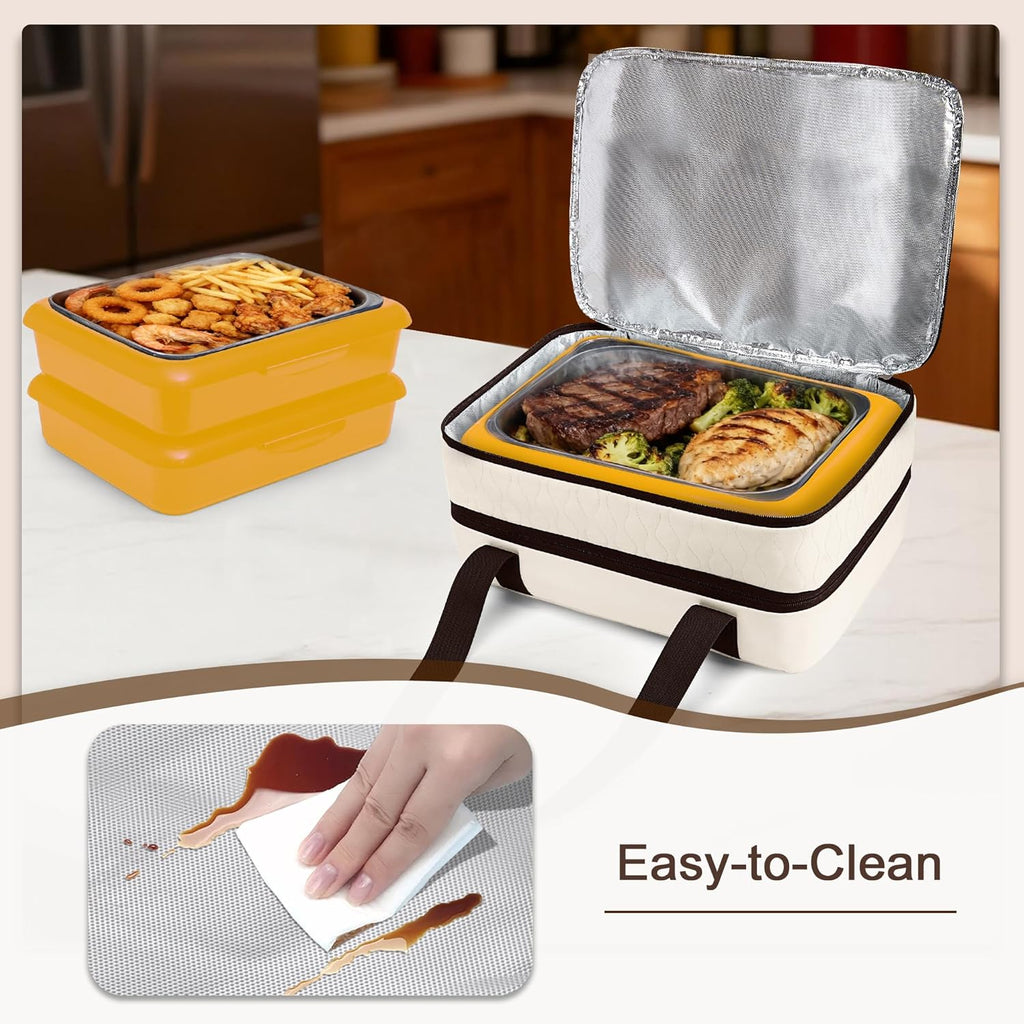 Trunab Insulated Casserole Carrier - Double Thermal Food Containers for 9x13 Inch Dishes | Beige