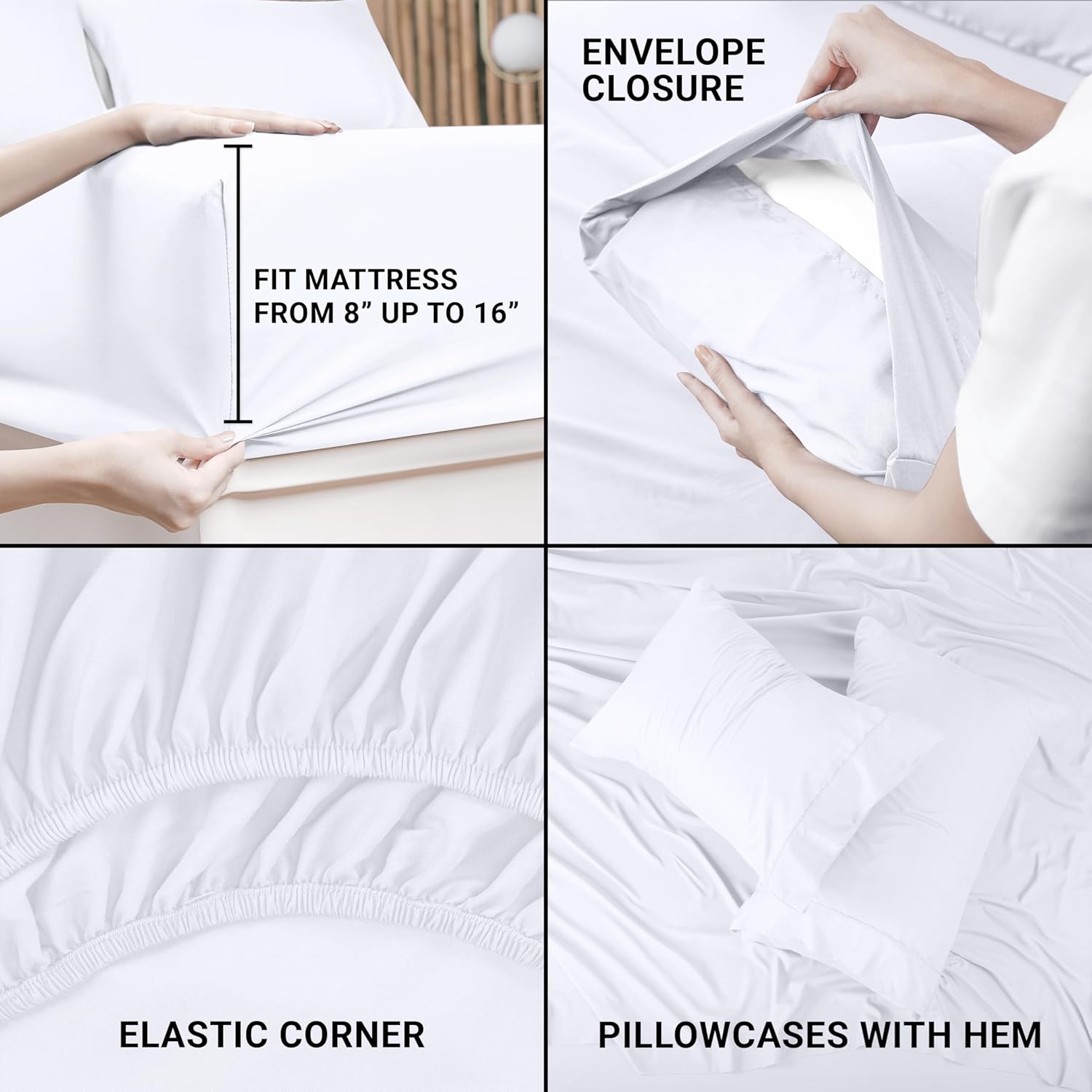 Utopia Bedding King Size Sheet Set - Soft Brushed Microfiber - 8-Piece Bulk Pack - Deep Pockets - Fade Resistant (White)