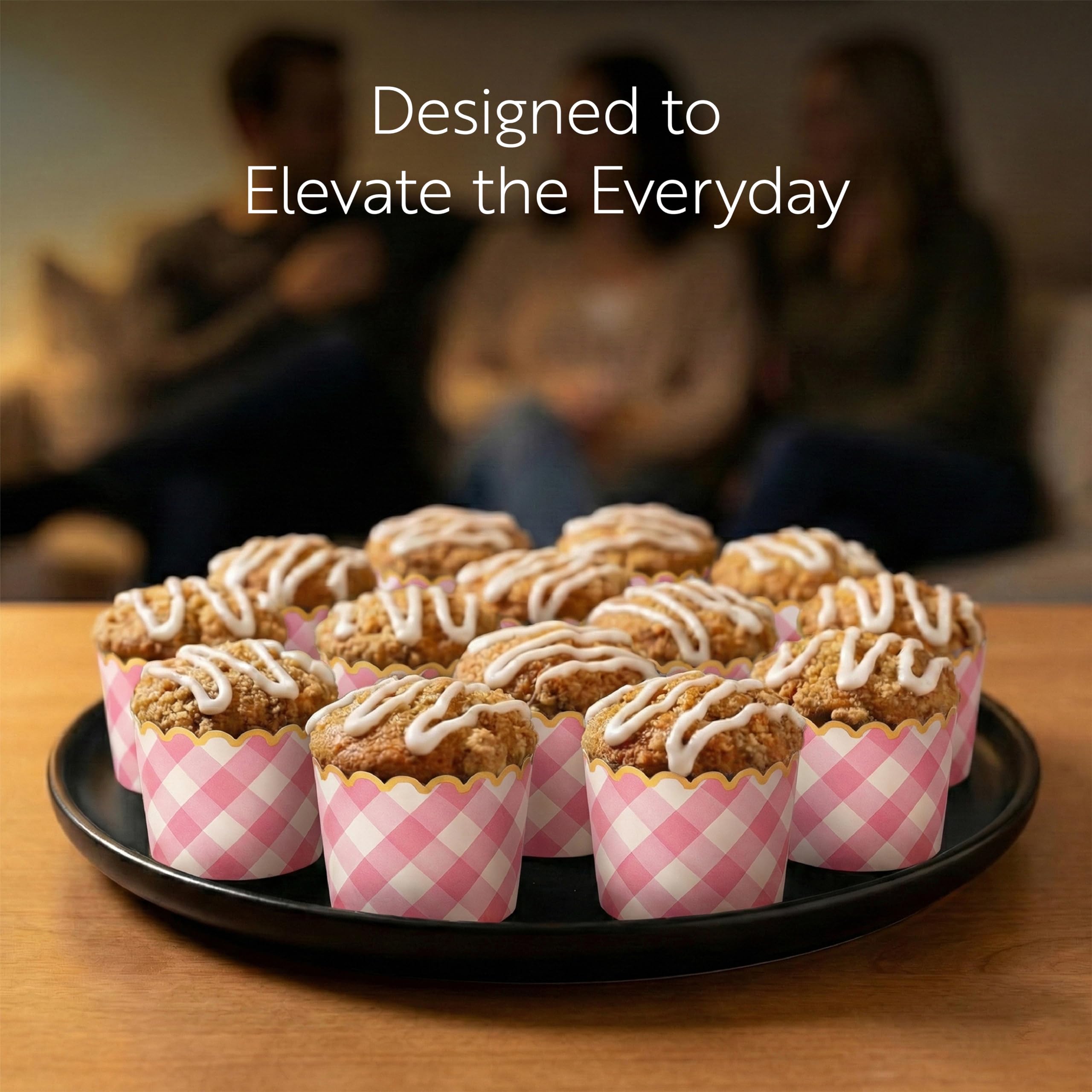 Restaurantware Panificio 4.5 Ounce Baking Cups 500 Disposable Paper Baking Cups - Greaseproof Oven-Ready Pink Paper Muffin Liners Microwavable Gold Rimmed Design