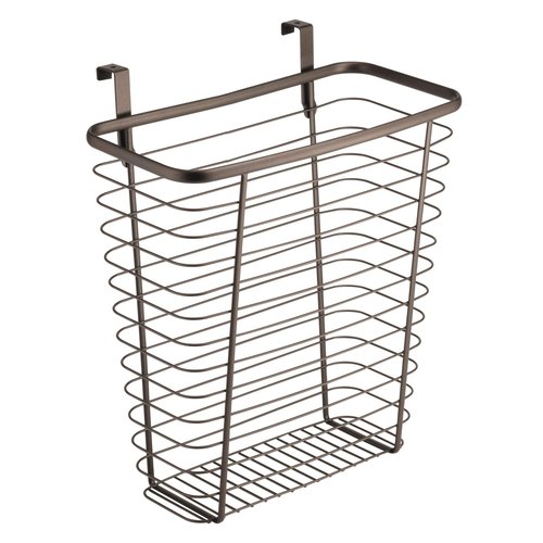 iDesign Steel Over-The-Cabinet Waste Basket or Storage Bin, The Axis Collection, 7.1" x 12.2" x 14.2", Bronze