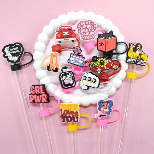 1000 PCS Random Different Straw Cover Cap for Stanley Cup,Straw Topper Compatible for 30 and 40 Oz Tumbler with Handle,10 mm 0.4 in Reusable Straw Tips Lids,Straw Tip Covers for Party Decor