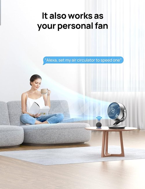 DREO Smart Fan - 120° Vertical & 90° Oscillating Quiet Air Circulator | 13-Inch, Remote Control, 4 Speeds