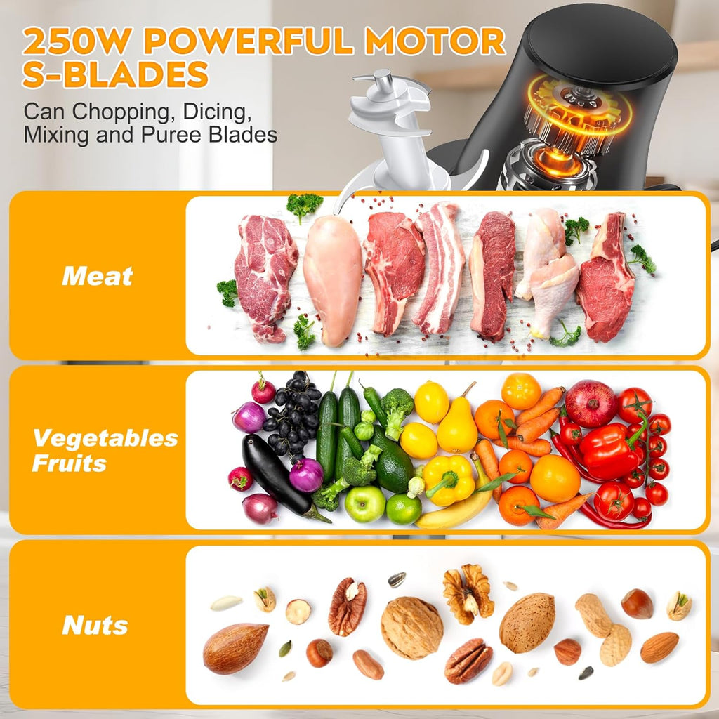 Skiennix Electric Chicken Shredder Tool - 250W Multifunctional Meat Grinder for Chicken, Fruits & Veggies (Black)