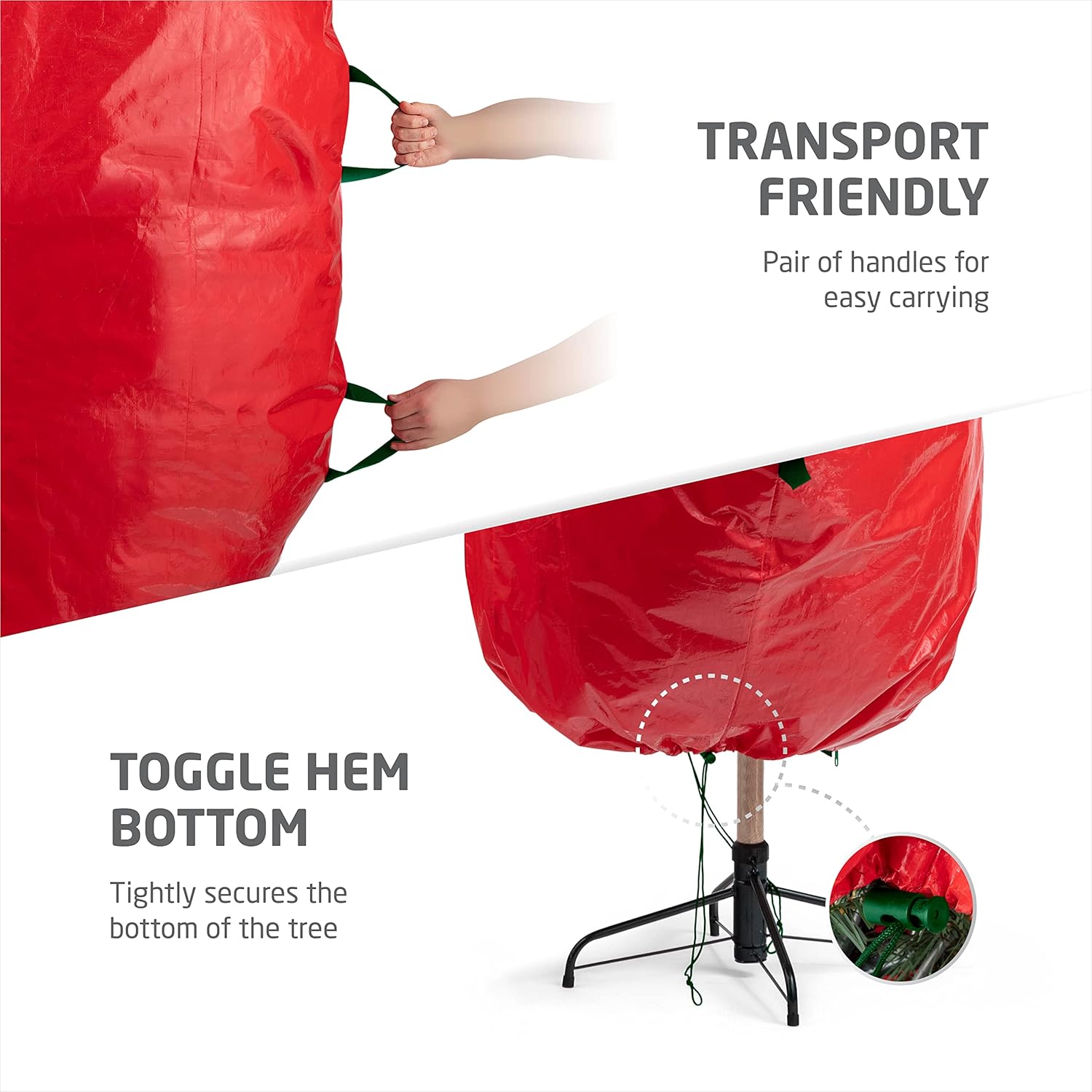ZOBER Christmas Tree Storage Bag - Waterproof & Durable for 7.5 Ft Trees - Red with Drawstring Hem