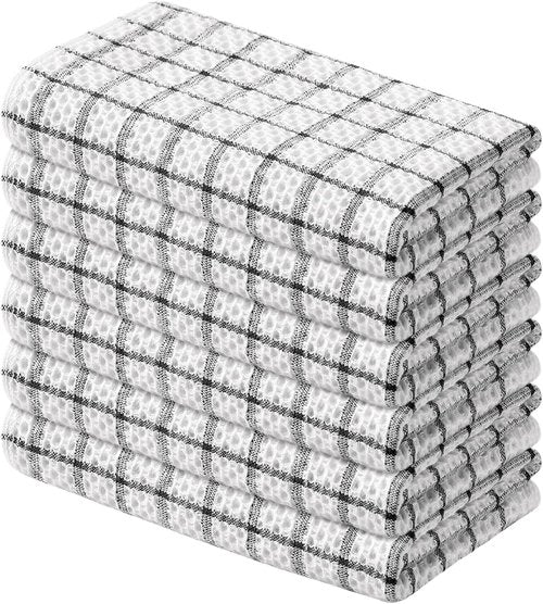 Homaxy Kitchen Towels - 100% Cotton, Super Soft & Absorbent, 6-Pack, 15 x 25 Inches, Black Check Design