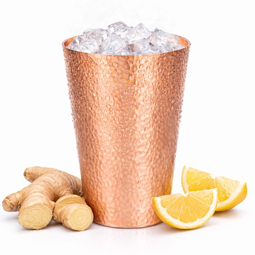 CigeZaus 18.5 Ounce Pure Copper Cups for Drinking, 100% Copper Heavy Tumbler for Decorations, Hammered