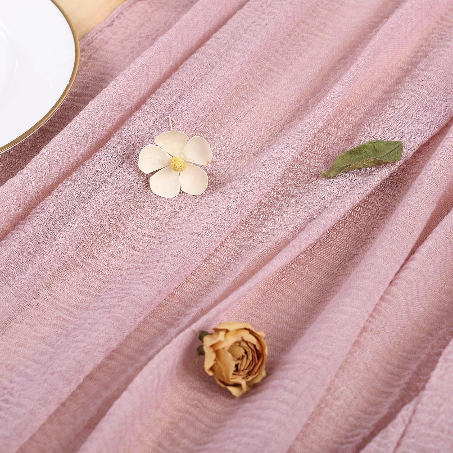 Skiennix Dusty Pink Cheesecloth Table Runner - 13ft Boho Style for Weddings & Parties | 35x157 Inches