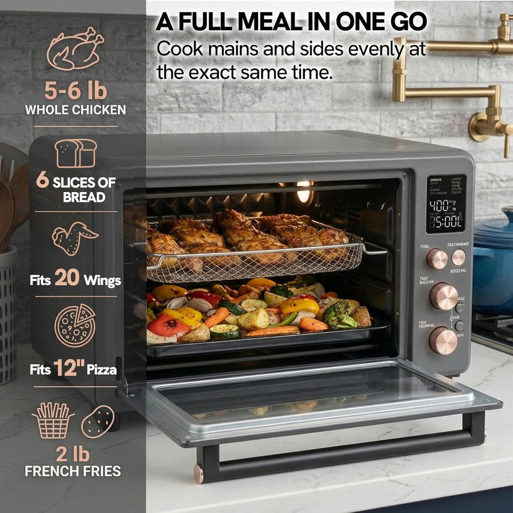 Val Cucina Non-Toxic Enamel Air Fryer Toaster Oven Combo - 26.3 QT Convection Oven | 10-in-1 with Infrared Heating