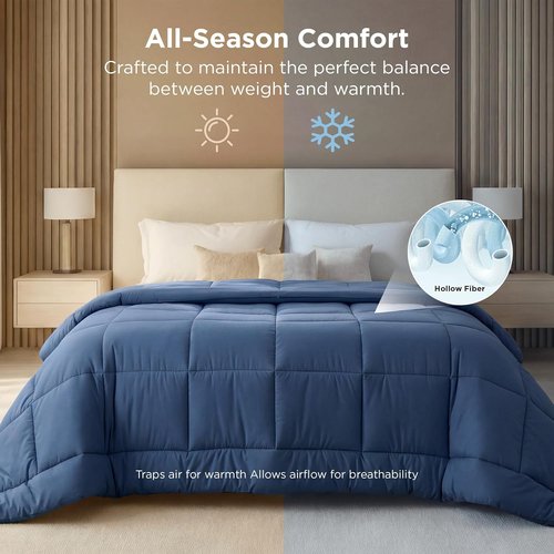 Bedsure Comforter Duvet Insert - Quilted Comforters Oversize Queen, All Season Duvet, GentleSoft Down Alternative Bedding, with 8 Tabs, Gifts for Women/Men, Dark Slate Blue, Oversize Queen 98x98Inche