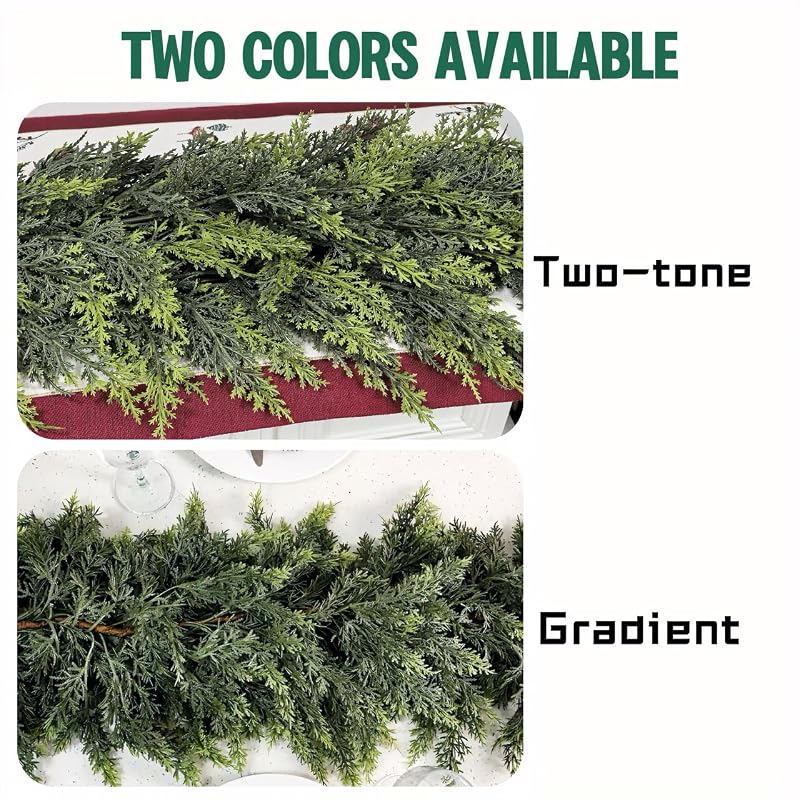 Artificial Cedar Christmas Garland Décor Gradient 9FT (1PC) - Quozzyllix