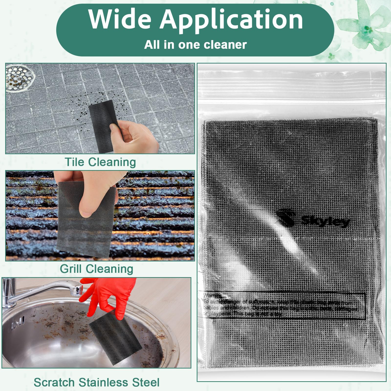 Skyley 12 Pack Flexible Scrubbing Screen Cleaning Mesh for Household 5.5 x 4 Inch Cleaner Toilet Hard Water Ring Remover Scouring Pad Abrasive Grit Cleaning Screen for Remove Carbon, Rust and Scale