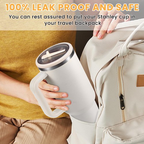 ANTAND 2 Pack 30 oz Leakproof Replacement Lids, for Stanley Quencher H2.0 & ProTour Tumbler, 30oz Flip Straw Lid Spill Proof Cover Top for Stanley Cup Accessories (Cream,Cream)