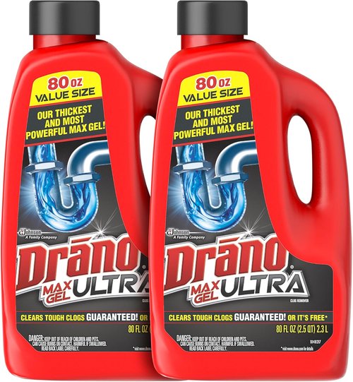 Drano Max Gel Clog Remover - Powerful 160 Fl Oz Drain Cleaner for Tough Clogs