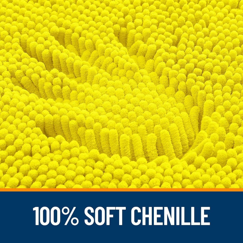 OLANLY Chenille Bath Rugs - Extra Soft & Absorbent | Quick Dry, Machine Washable, 36x24, Lemon Yellow
