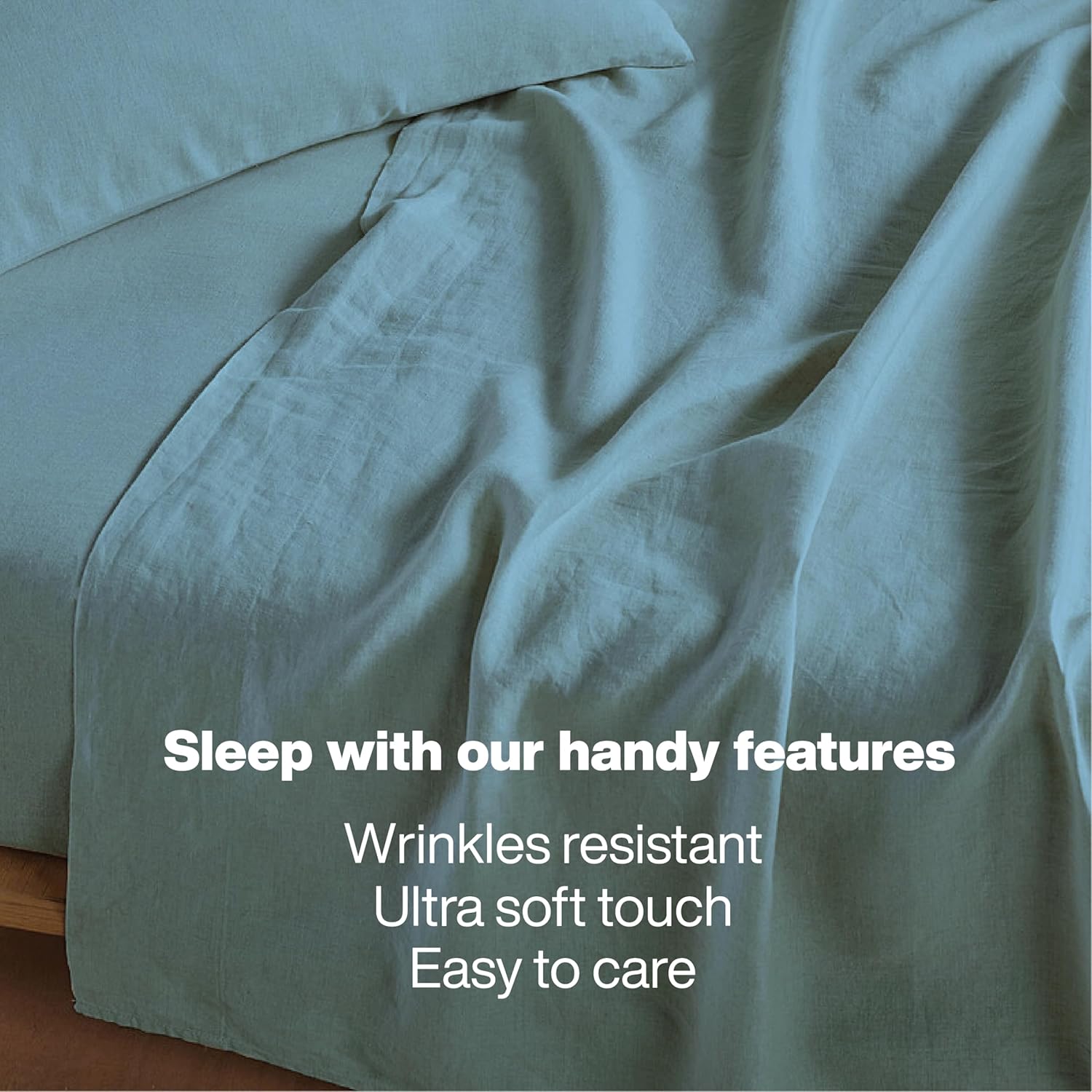 QUEENSBAY Queen Sheet Set - 4 Pieces Super Soft Microfiber with 16-Inch Deep Pocket | Cooling & Wrinkle-Free Aqua Blue Bedding