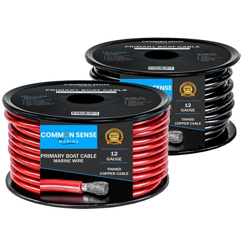 12 Gauge Primary Boat Cable - 100 ft Marine Grade Wire Tinned Oxygen-Free Copper - 12 AWG UL 1426 Standard PVC Wire for Boat, Automotive, Speakers, Camper & Trailers