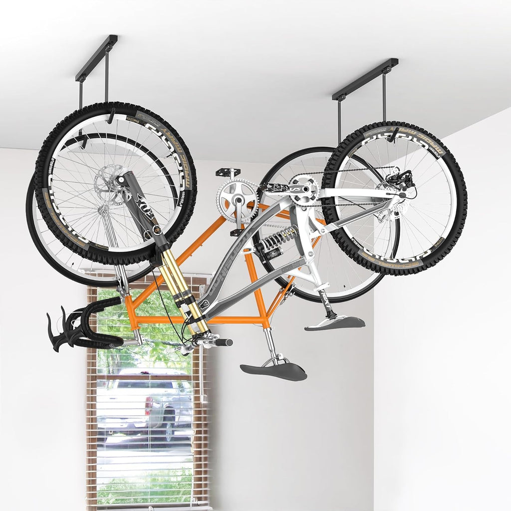 WALMANN Ceiling Mounted Bike Rack - Space-Saving Storage for 2 Horizontal or 4 Vertical Bikes