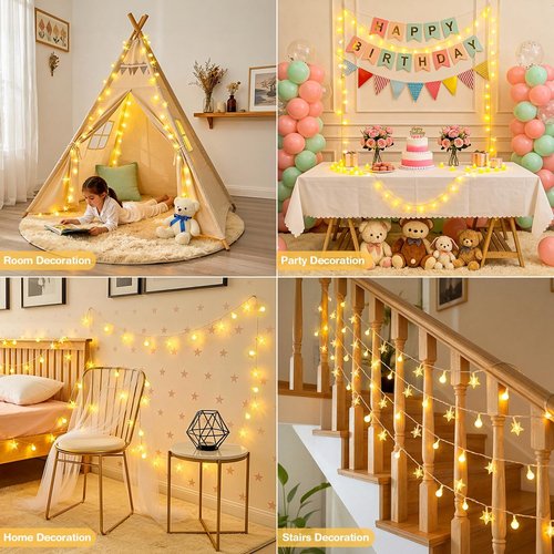 JMEXSUSS 100 LED Globe String Lights - 33 FT Warm White Fairy Lights for Indoor Decor
