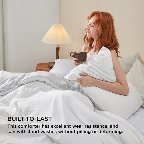 Bedsure Twin Size Comforter Set, Reversible White Soft Prewashed Bedding for All Seasons, 2 Pieces Warm Down Alternative Bed Set, 1 Lightweight Comforter (68"x88") and 1 Pillowcase