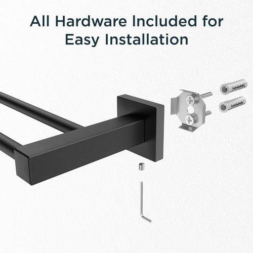 FORIOUS Double Towel Bar - 24 Inch Heavy Duty SUS304 Stainless Steel | Matte Black Finish