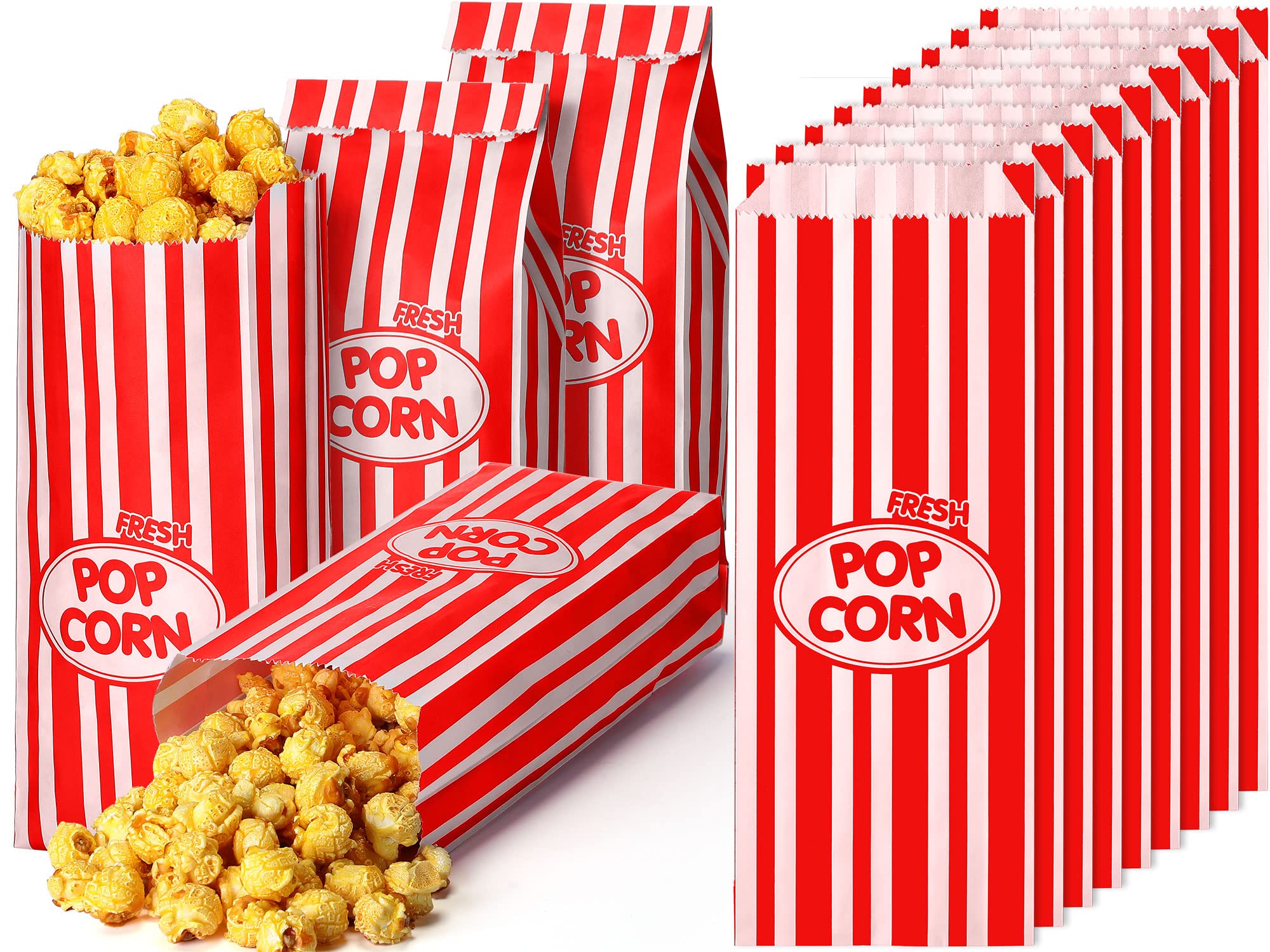 Sherr 1000 Pcs 1oz Popcorn Bags Bulk Red Retro Stripes Disposable Popcorn Bags for Movie Nights Circus Carnival Party Favors Birthday Party Event Supplies Machine Accessories
