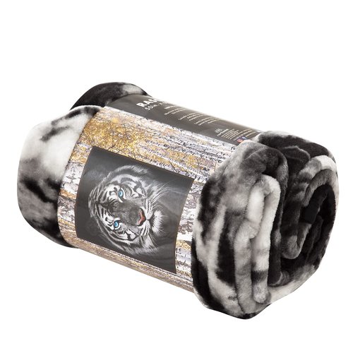 Northwest Wild Heritage Raschel Throw Blanket, 50" x 60", White Tiger
