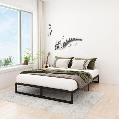 Lutown-Teen 12 Inch Full Size Bed Frame - Heavy Duty Metal Platform with Sturdy Slats | Easy Assembly, Noise-Free, Black
