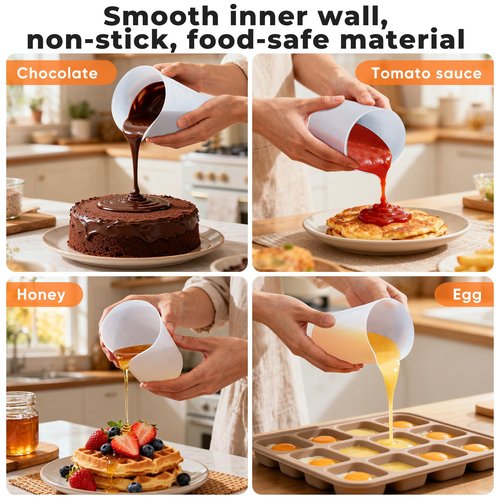 Tuntwcc Silicone Measuring Cups - Measuring Cup Set for Melting Chocolate,Silicone Baking Cups Food Grade Material, Four Scales (1CUP-4PC)