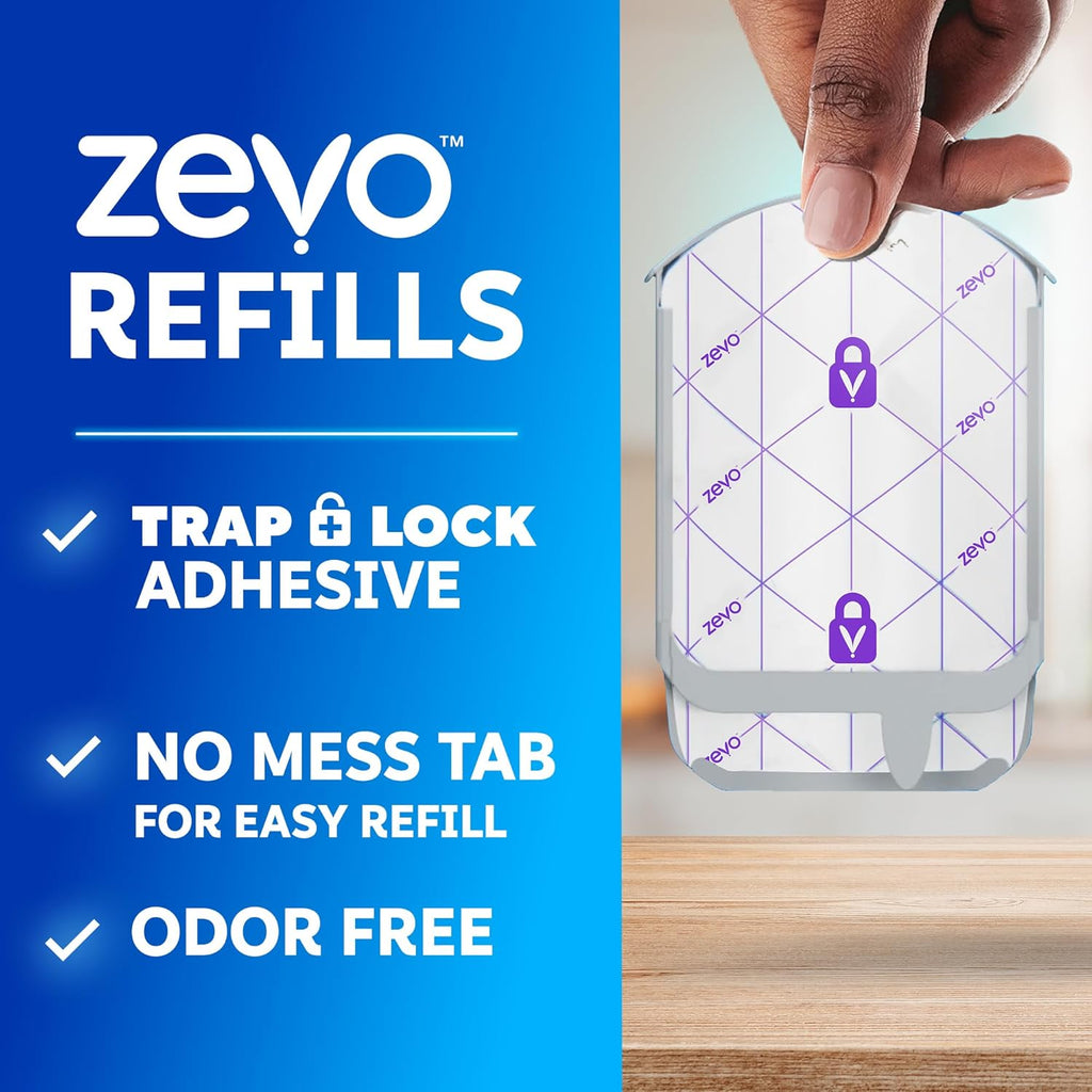 Zevo Flying Insect Trap Refill Cartridges - Compatible with Zevo & MAX Traps | Trap+Lock Technology for Gnats, House & Fruit Flies (4 Pack)