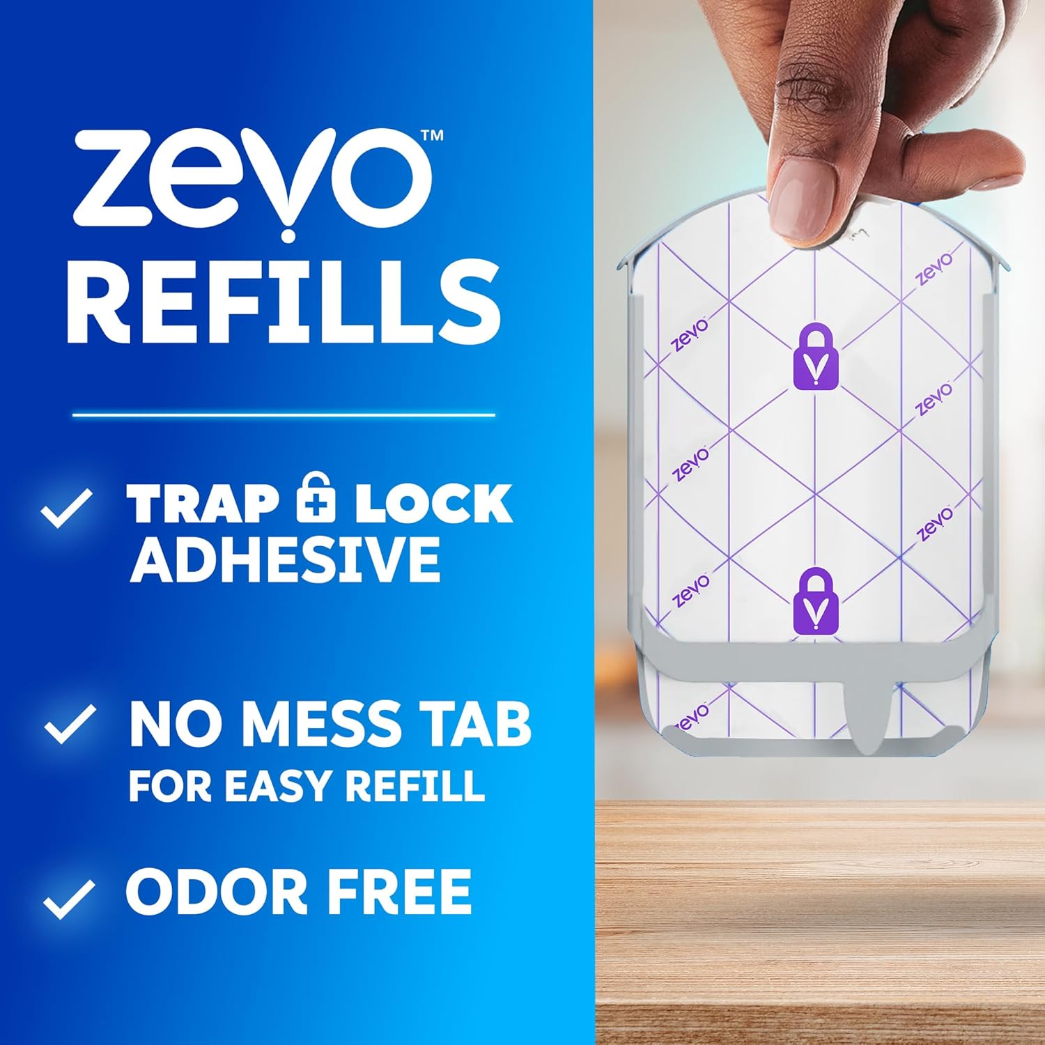 Zevo Flying Insect Trap Refill Cartridges - Compatible with Zevo & MAX Traps | Trap+Lock Technology for Gnats, House & Fruit Flies (4 Pack)