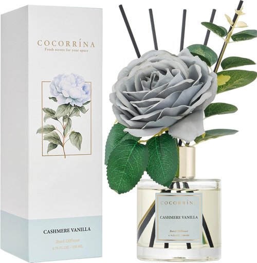 Cocorina Reed Diffuser Set - Cashmere Vanilla Scented Home Fragrance | 6.7 Ounce for Large Rooms
