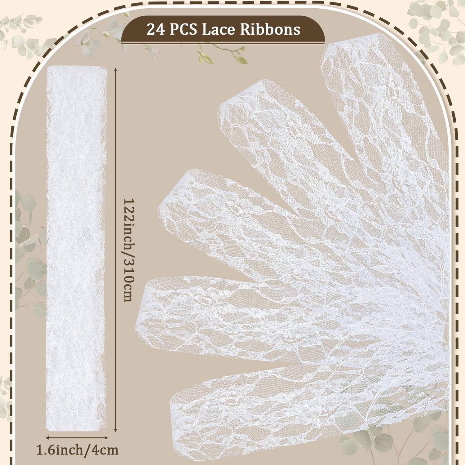 Skiennix 24 Pcs Lace Chair Sashes - Elegant Wedding Aisle Decorations | White Chair Bow Ribbons