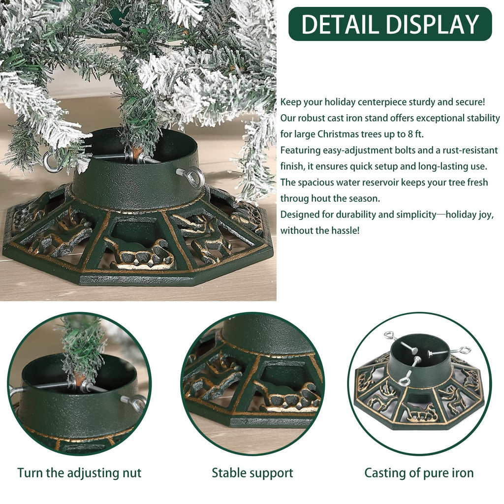 Wenbery Robust Cast Iron Christmas Tree Stand, Extra Heavy Duty Xmas Tree Base for Large Artificial & Real Trees, Supports Up to 8ft Trees, for Christmas Tree Decoration