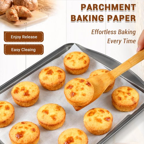 BEWOS Baking Sheet Pans With Racks Set - Including 17.6 × 12 × 1.26 Inch Carbon Steel Baking Sheet, Set of 106 (3 Sheets + 3 Cooling Racks + 100 Parchment Paper), Nonstick Bakeware sets for Baking