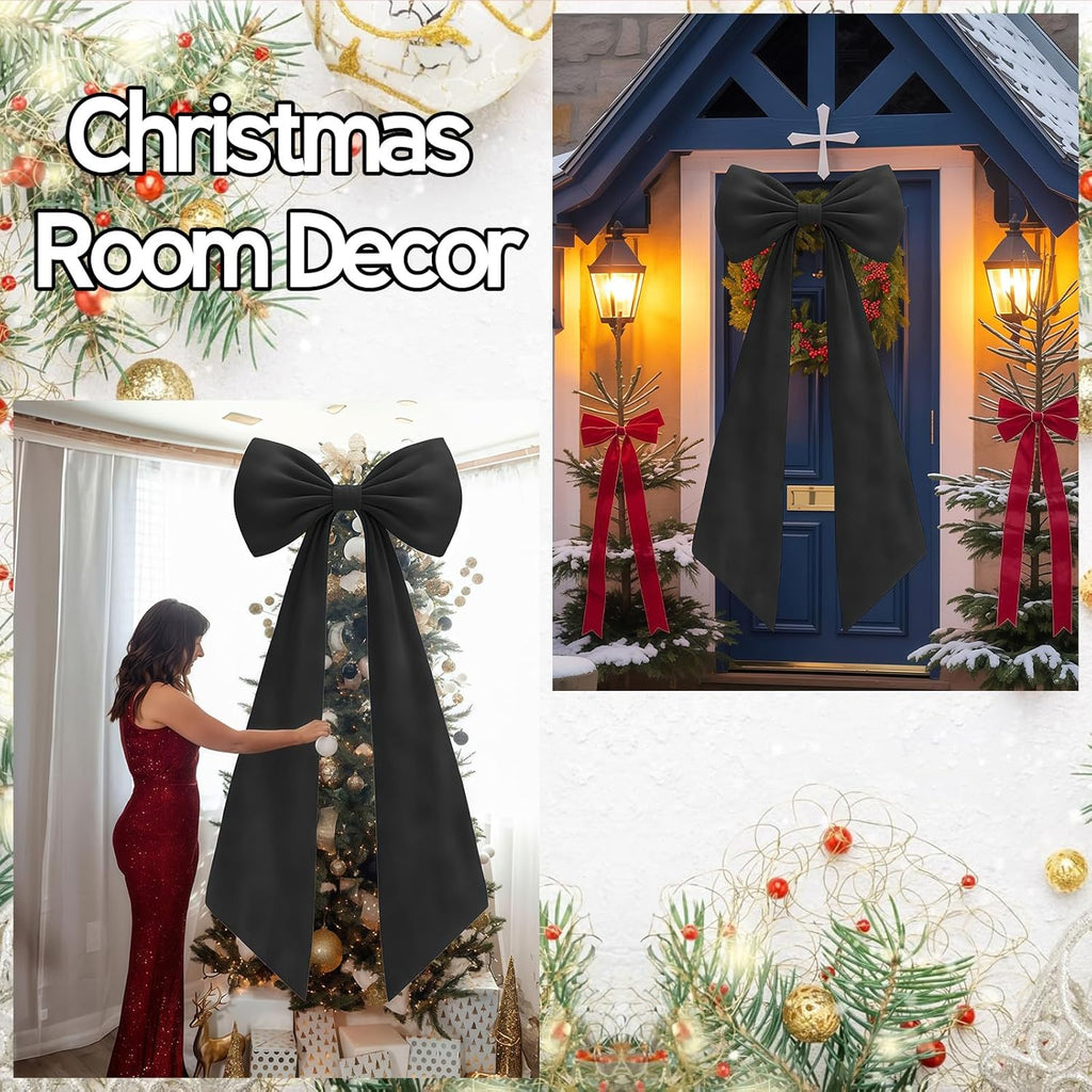 Skiennix Black Velvet Bow Decor - 50 x 20 Inches Large Party Decoration for Birthdays & Weddings