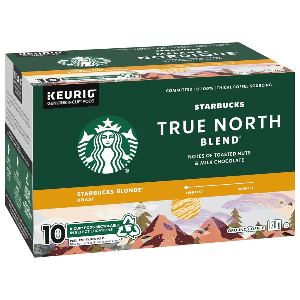 True North Blend Blonde Roast Coffee K-Cup Pods - 10 Count | 120g/4 oz Box - Premium Flavor