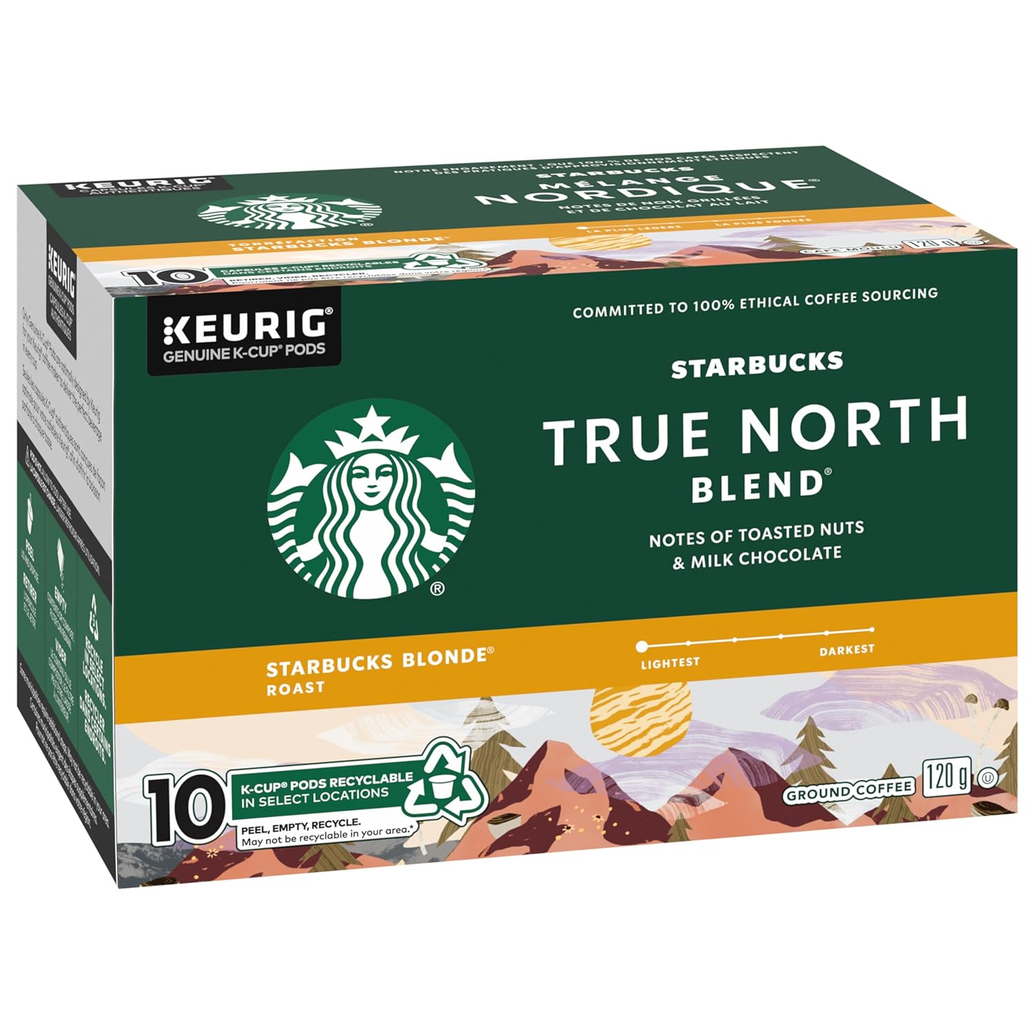 True North Blend Blonde Roast Coffee K-Cup Pods - 10 Count | 120g/4 oz Box - Premium Flavor