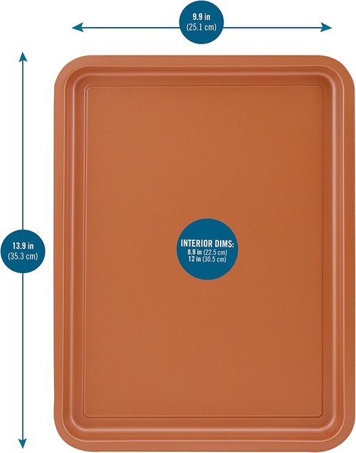 G&S Nonstick Crisper Basket Set - Durable Copper Baking Pan | 2-Piece Easy-to-Use Set