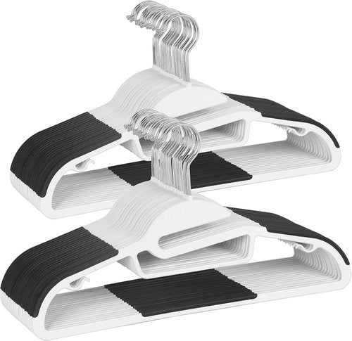 Finnhomy Heavy Duty Plastic Hangers - Non-Slip Pads & Space Saving Design | 50 Pack, White