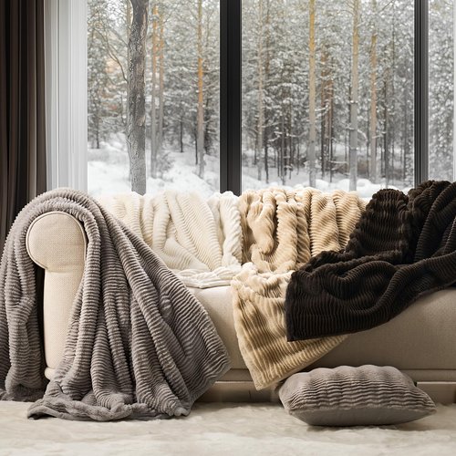 EVERGRACEHOME Ultra Soft Faux Fur Throw Blanket for Couch, Luxury Sculpted Texture Faux Rabbit Fur Blanket for Bed, Fluffy Thick Plush Warm Fuzzy Throw, 920GSM (Taupe, 60''x80'')