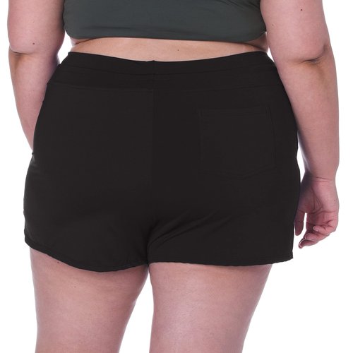 24th & Ocean Women's Plus Size Front Tie Swim Short Bikini Swimsuit Bottom, Black//Solid, 20W