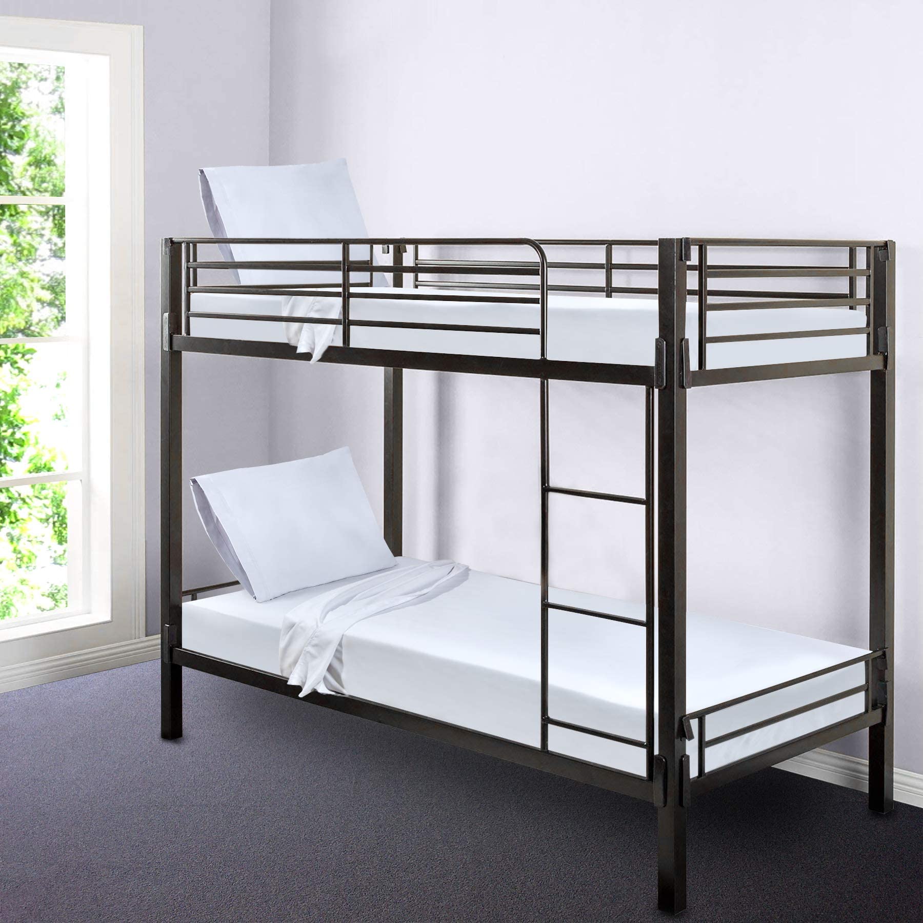 Gilbins Cot Size 30" x 75"x8 Sheet Set 4 Piece Fitted Flat 2 Pillowcases, Made of Cotton, Perfect for Camp Bunk Beds/RVs/Guest Beds Blue
