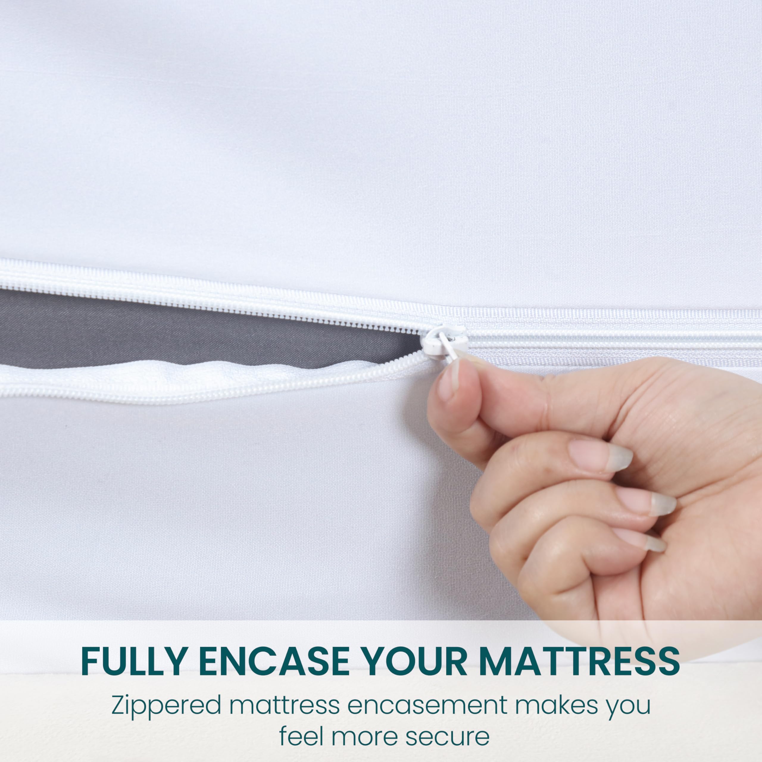 Zippered Mattress Encasement, Full Size Waterproof Mattress Protector, Breathable & Noiseless Absorbent 6-Sided Mattress Cover