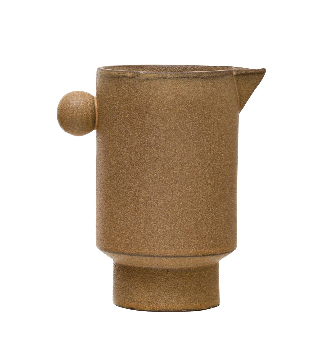 Creative Co-Op Modern Small Stoneware Pitcher or Vase, Putty Brown