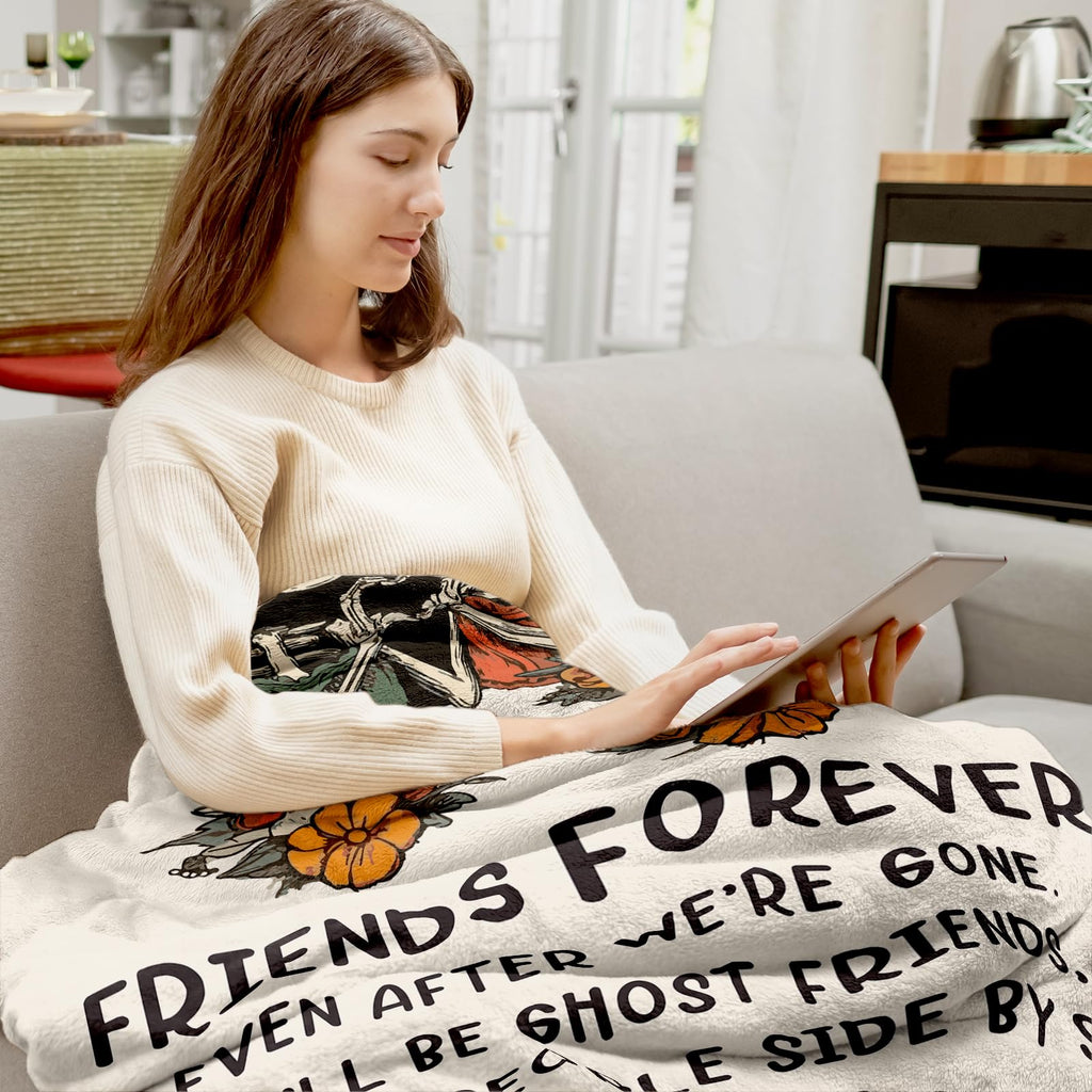 Buioata Friend Gifts for Women Best Friend Blanket Best Friend Birthday Gifts for Women Bestie BFF Soul Sister Graduation Present for Woman Helloween- to My Friends Skull Blanket 60"x50"