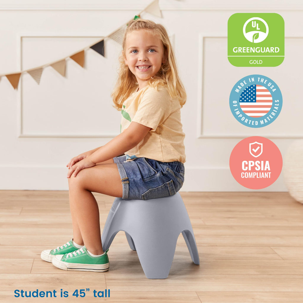 ECR4Kids Ayana Stool Set, Flexible Seating, Light Grey, 2-Pack