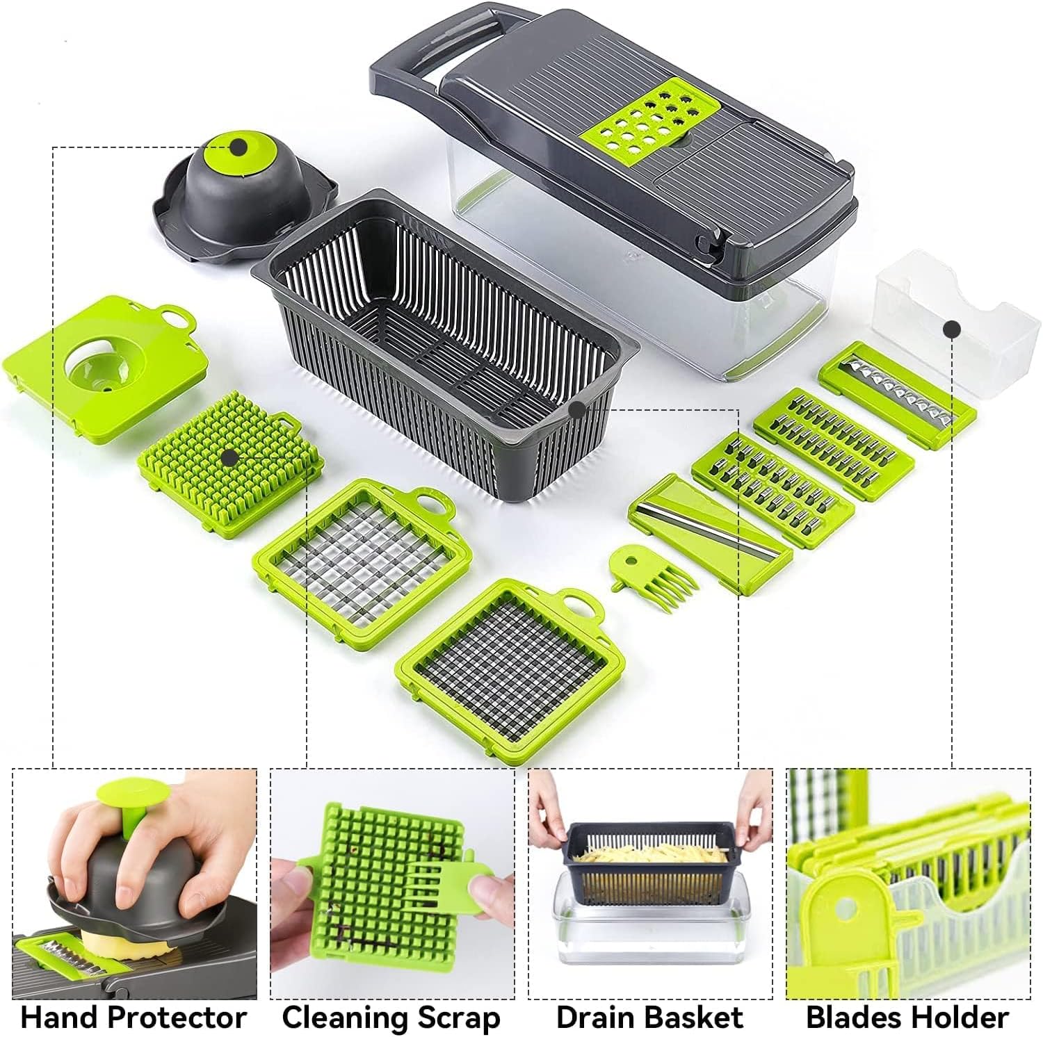 Badelite Multi-Function Vegetable Chopper - 12-in-1 Pro Veggie Slicer & Dicer with Container for Easy Food Prep