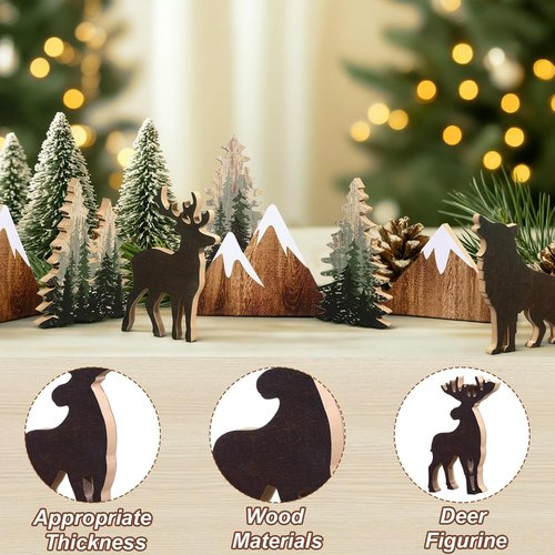 DoubleFill Wooden Forest Animals Decor - 10 Pcs Rustic Bear & Pine Tree Signs for Cabin & Home Office